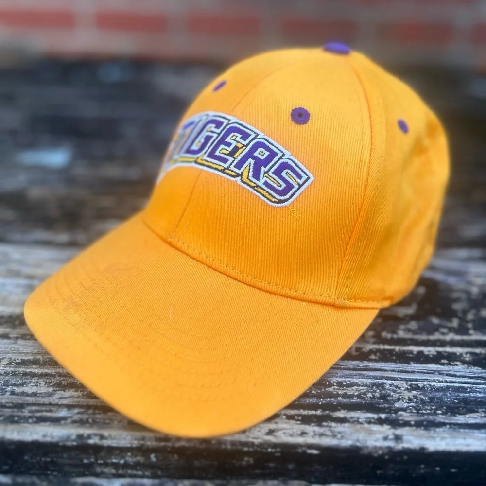 Pair (2) of Captivating Headwear LSU Tigers Adjustable Baseball Hats Purple Gold